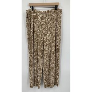 J Jill Pants Large Brown Animal Print Wide Leg Crop Pull On Wearever Collection